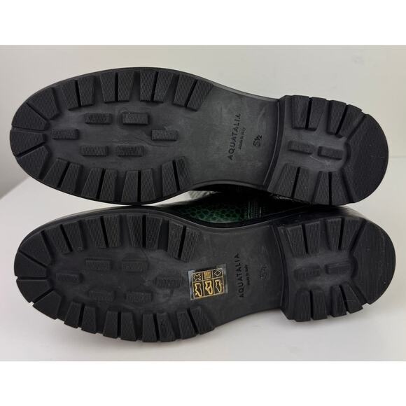 AQUATALIA Green Lilah Soft Croc Embossed Leather Pull-On Lug Sole Boot Size 5.5 - Picture 10 of 12